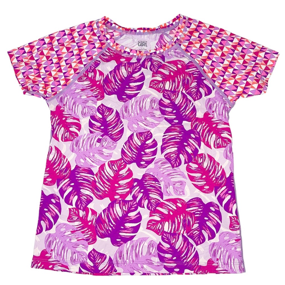Athleta Leaves Print Short Sleeve Rashguard Size Large (12)